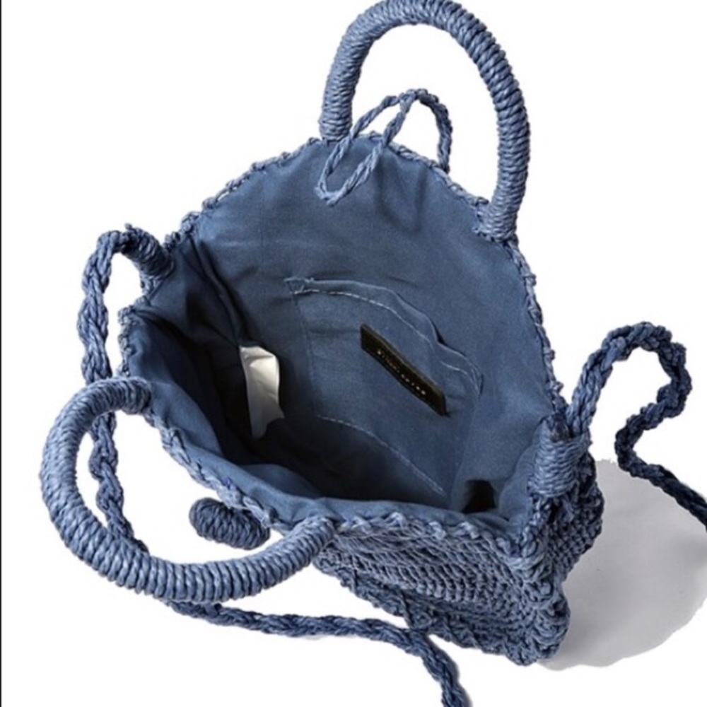 Blue Woven Straw Bag